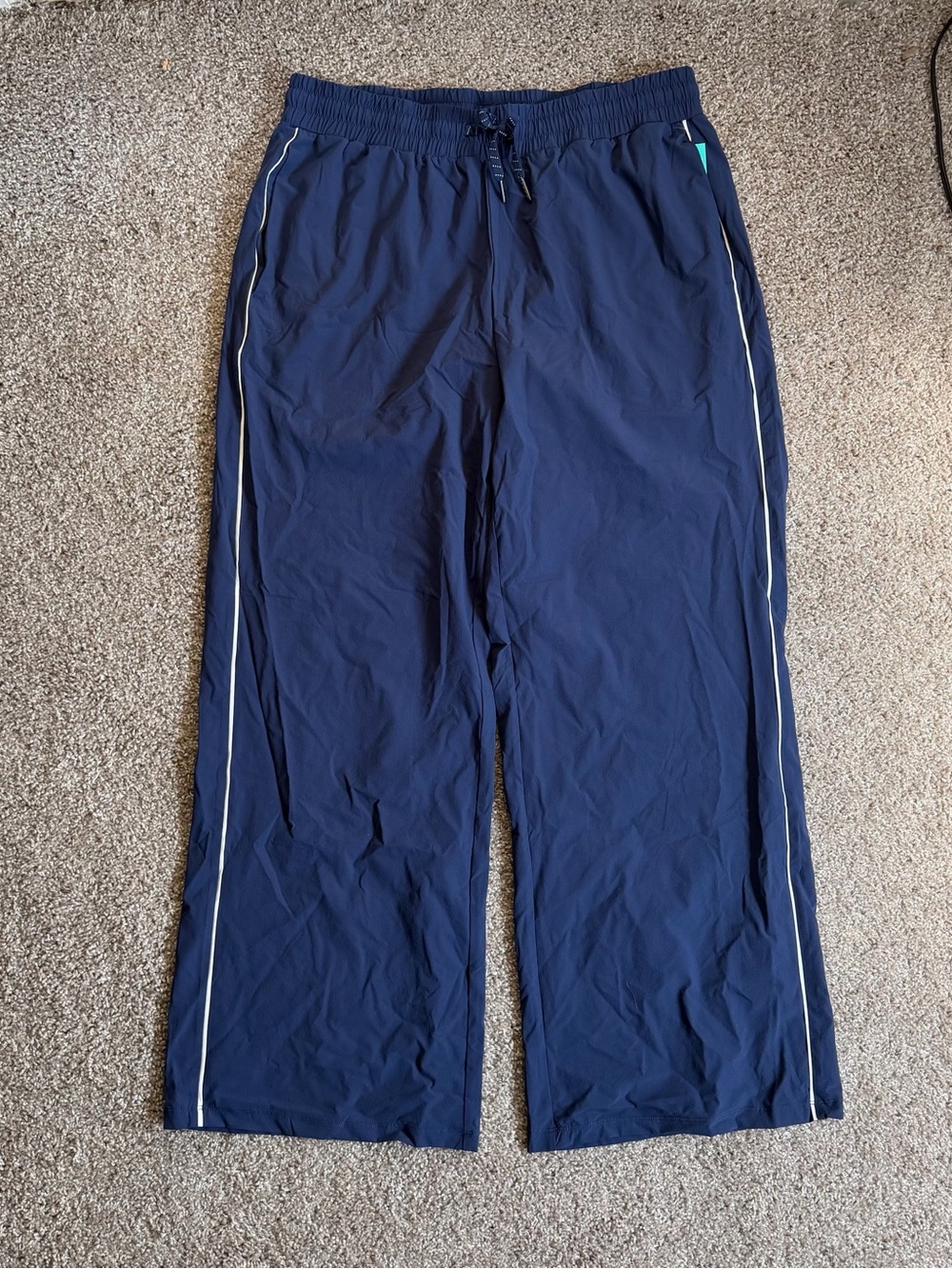 We Wander Navy Jogger Pants with Light Green Drawstring